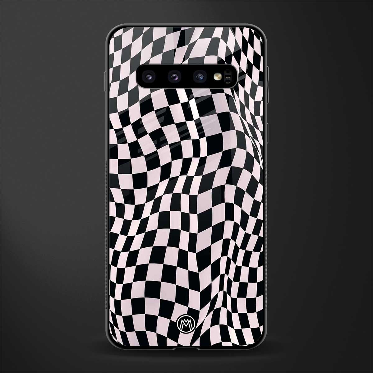 trippy b&w check pattern glass case for samsung galaxy s10 image