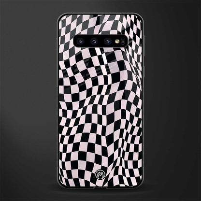 trippy b&w check pattern glass case for samsung galaxy s10 plus image