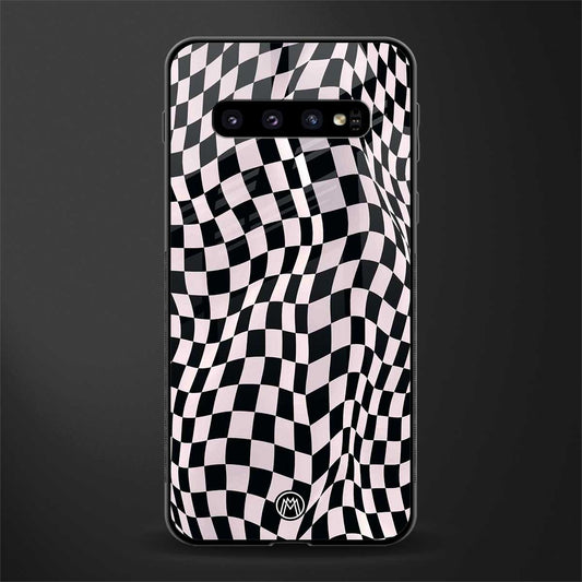 trippy b&w check pattern glass case for samsung galaxy s10 plus image