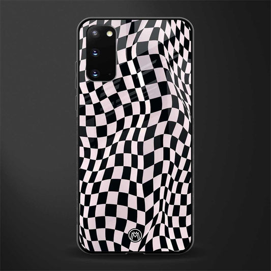trippy b&w check pattern glass case for samsung galaxy s20 image