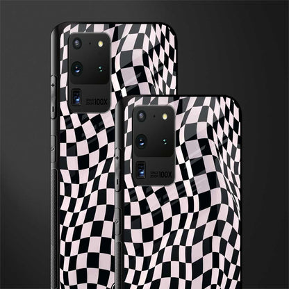 trippy b&w check pattern glass case for samsung galaxy s20 ultra image-2