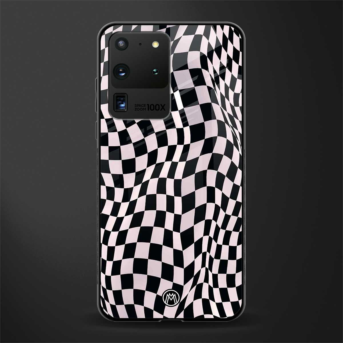 trippy b&w check pattern glass case for samsung galaxy s20 ultra image