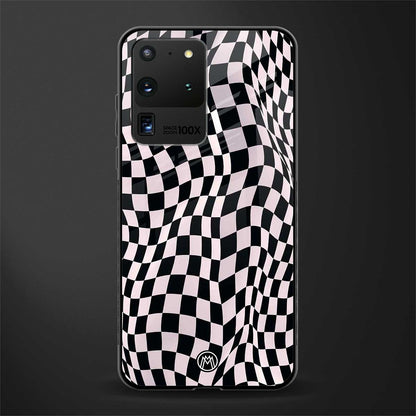 trippy b&w check pattern glass case for samsung galaxy s20 ultra image