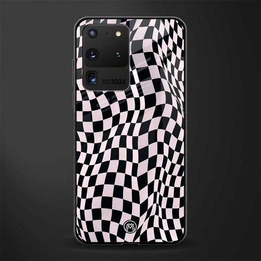 trippy b&w check pattern glass case for samsung galaxy s20 ultra image