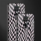trippy b&w check pattern glass case for redmi note 9 image-2