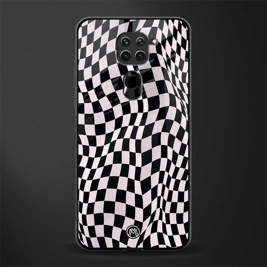 trippy b&w check pattern glass case for redmi note 9 image