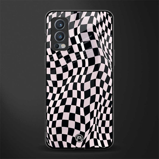 trippy b&w check pattern glass case for oneplus nord 2 5g image