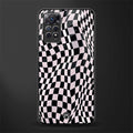 trippy b&w check pattern glass case for redmi note 11 image
