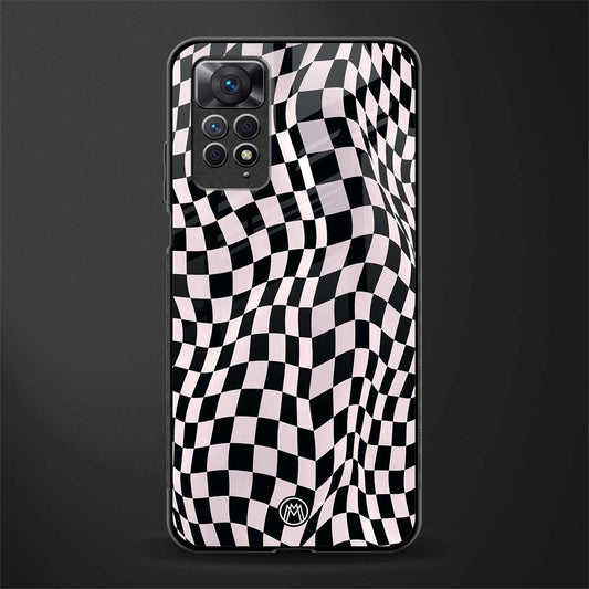 trippy b&w check pattern glass case for redmi note 11 image