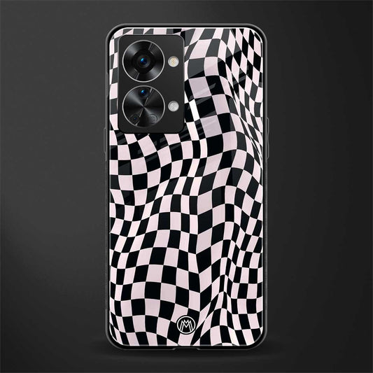 trippy b&w check pattern glass case for phone case | glass case for oneplus nord 2t 5g