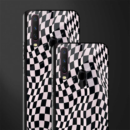 trippy b&w check pattern glass case for vivo y17 image-2