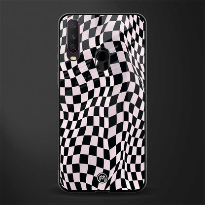 trippy b&w check pattern glass case for vivo y15 image