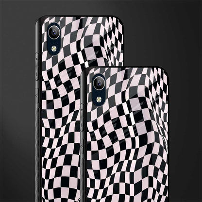 trippy b&w check pattern glass case for vivo y90 image-2