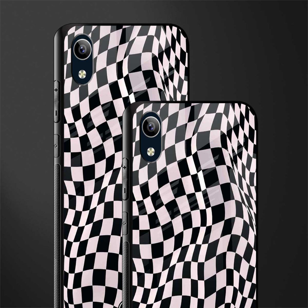 trippy b&w check pattern glass case for vivo y91i image-2