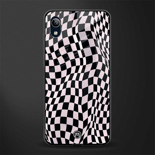 trippy b&w check pattern glass case for vivo y90 image