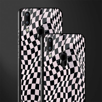 trippy b&w check pattern glass case for vivo y91 image-2