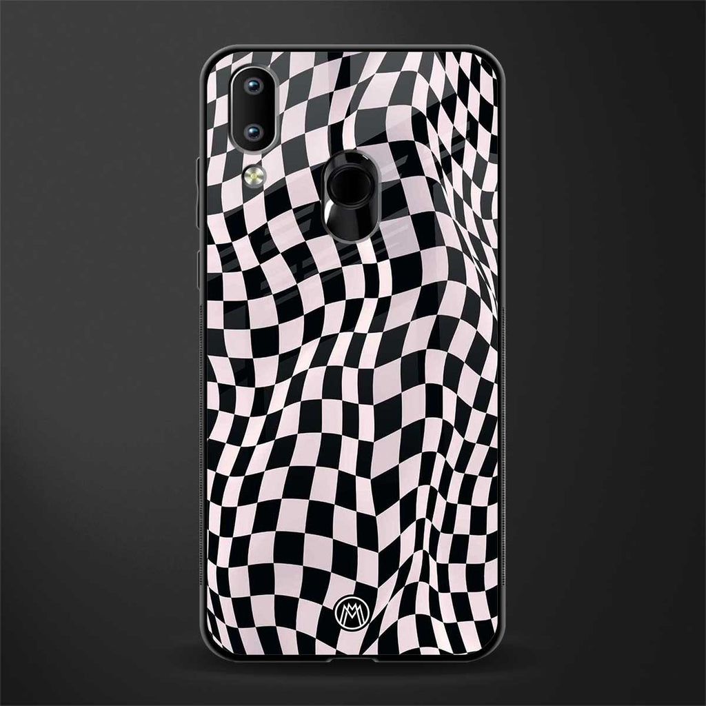 trippy b&w check pattern glass case for vivo y95 image
