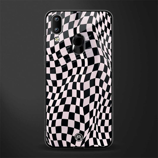 trippy b&w check pattern glass case for vivo y95 image