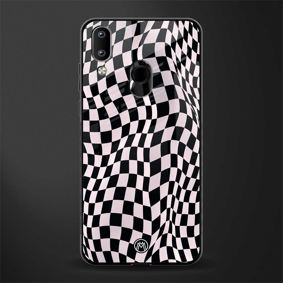 trippy b&w check pattern glass case for vivo y91 image