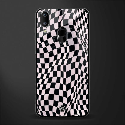 trippy b&w check pattern glass case for vivo y91 image