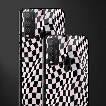 trippy b&w check pattern glass case for vivo y50 image-2