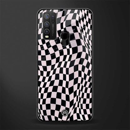 trippy b&w check pattern glass case for vivo y30 image