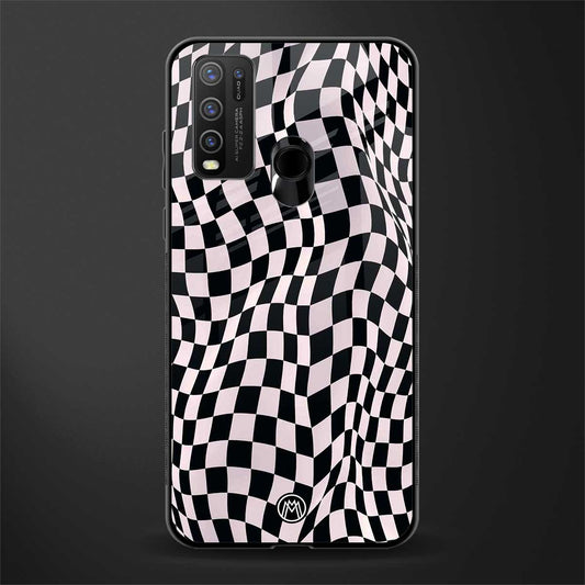 trippy b&w check pattern glass case for vivo y50 image
