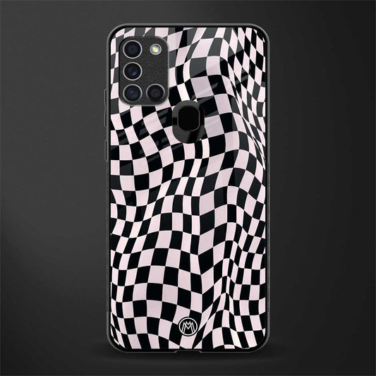 trippy b&w check pattern glass case for samsung galaxy a21s image