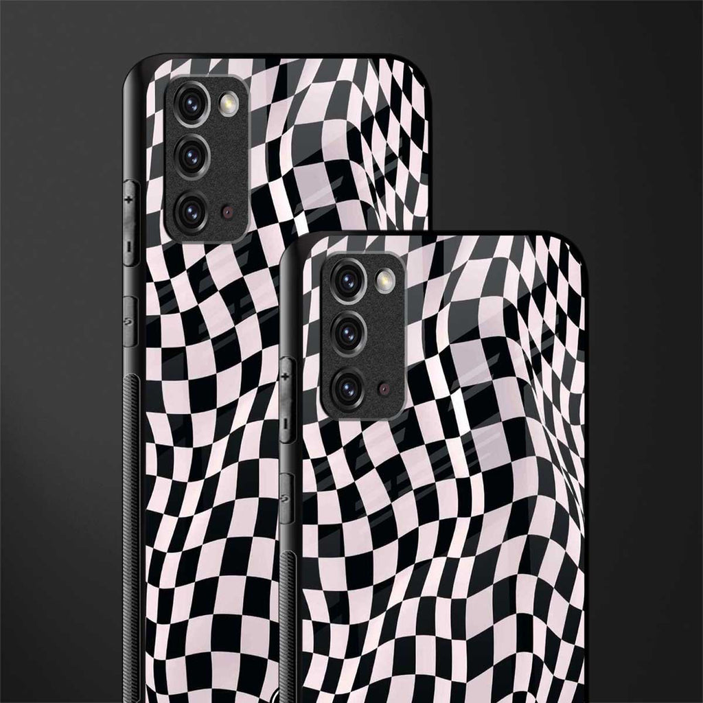trippy b&w check pattern glass case for samsung galaxy note 20 image-2