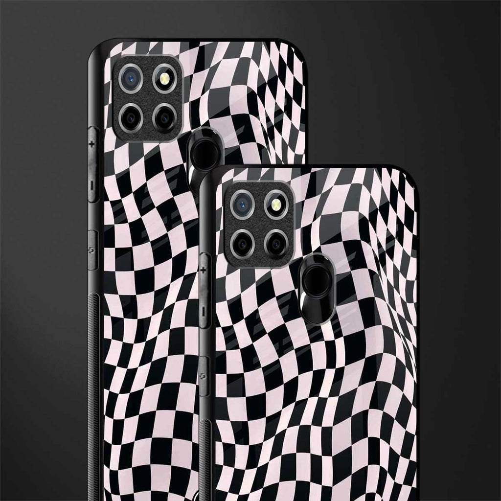 trippy b&w check pattern glass case for realme narzo 20 image-2