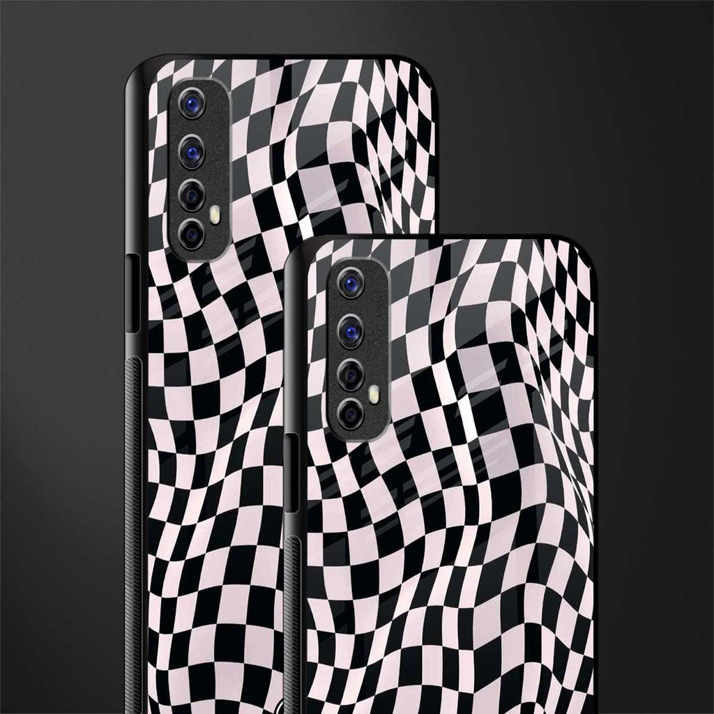 trippy b&w check pattern glass case for realme narzo 20 pro image-2