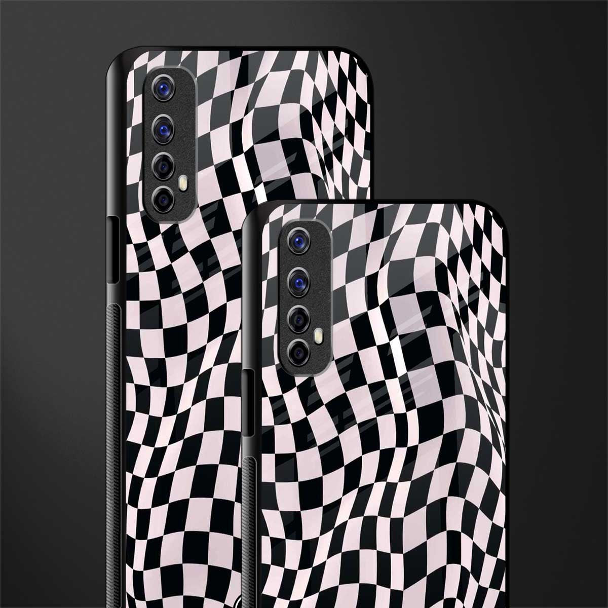 trippy b&w check pattern glass case for realme narzo 20 pro image-2