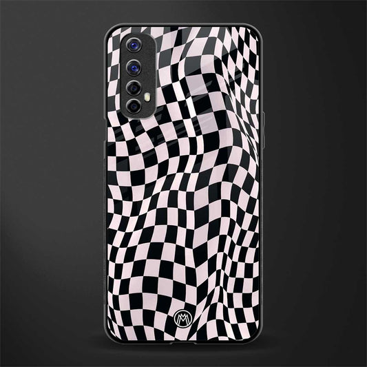 trippy b&w check pattern glass case for realme 7 image