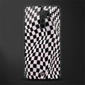 trippy b&w check pattern glass case for redmi 9 prime image
