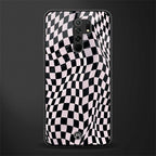 trippy b&w check pattern glass case for redmi 9 prime image