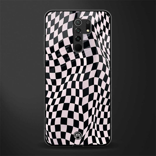 trippy b&w check pattern glass case for poco m2 reloaded image