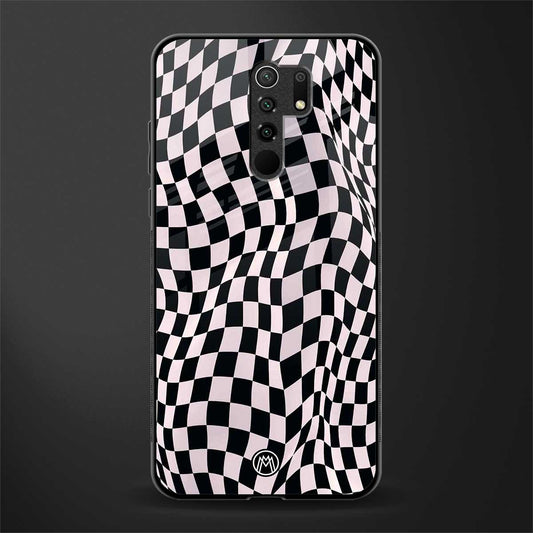 trippy b&w check pattern glass case for poco m2 image