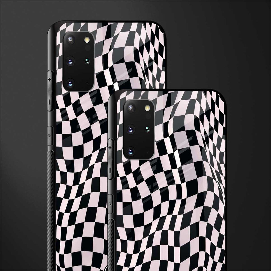 trippy b&w check pattern glass case for samsung galaxy s20 plus image-2