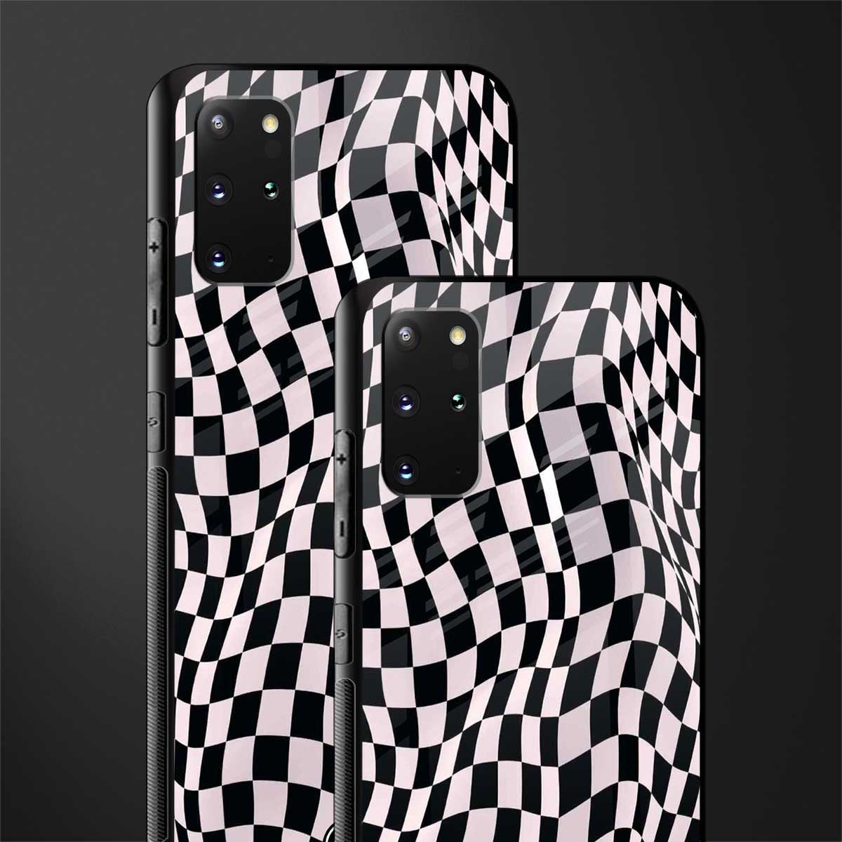 trippy b&w check pattern glass case for samsung galaxy s20 plus image-2
