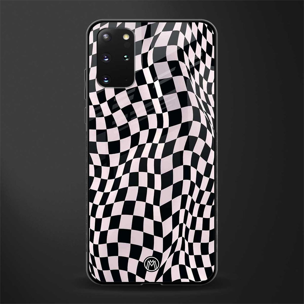 trippy b&w check pattern glass case for samsung galaxy s20 plus image