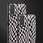 trippy b&w check pattern glass case for vivo y20i vivo y20t image-2