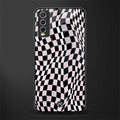 trippy b&w check pattern glass case for vivo y20i vivo y20t image