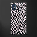 trippy b&w check pattern glass case for vivo v17 image