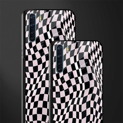 trippy b&w check pattern glass case for oppo f15 image-2