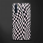 trippy b&w check pattern glass case for oppo f15 image