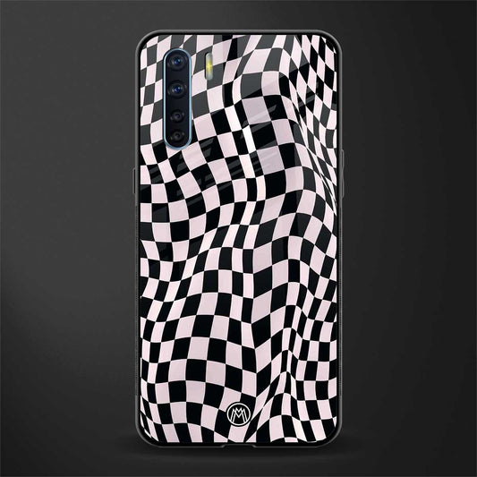 trippy b&w check pattern glass case for oppo f15 image