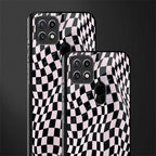 trippy b&w check pattern glass case for oppo a15s image-2