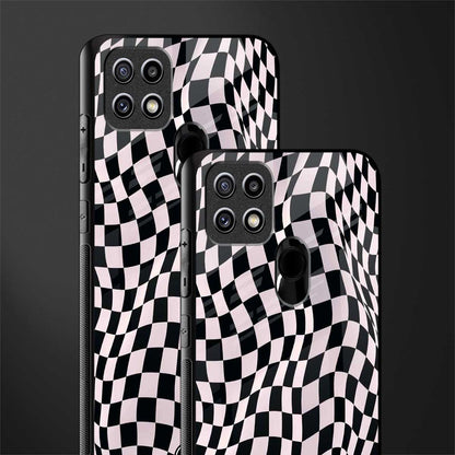 trippy b&w check pattern glass case for oppo a15s image-2