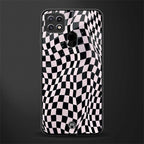 trippy b&w check pattern glass case for oppo a15s image