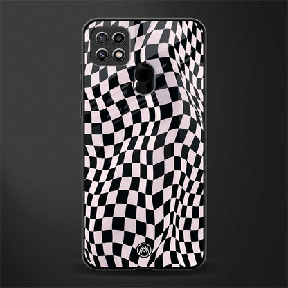 trippy b&w check pattern glass case for oppo a15s image